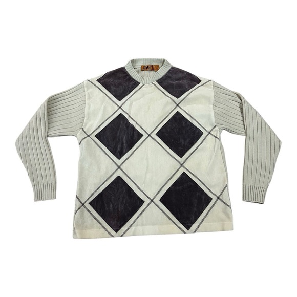 Trutus Biancarra Other - Vintage Trutus Biancarra Sweater Mens XL Knit 90s Diamonds Beige Brown Retro